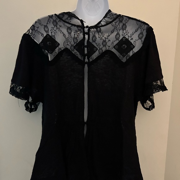 Free people black blouse cotton/lace - Picture 2 of 8